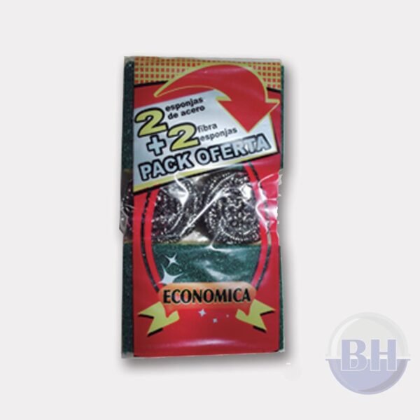 PACK OFERTA 2 FIBRA ESPONJA + 2 ESPONJAS INOXIDABLE ROMYL